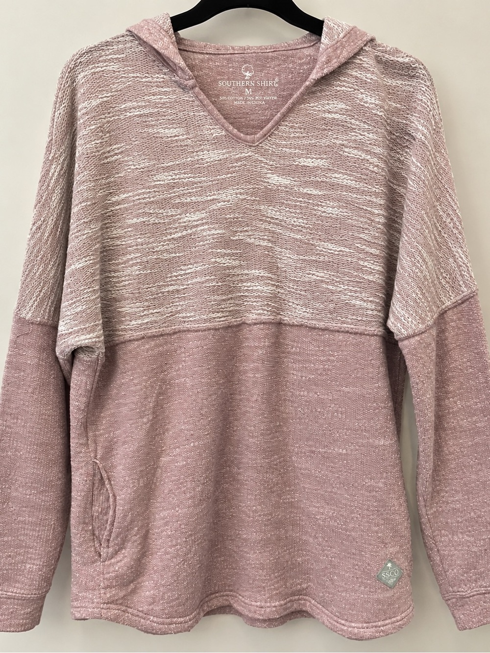 The Southern Shirt Company Pink Marled V-Neck Hooded Sweaters